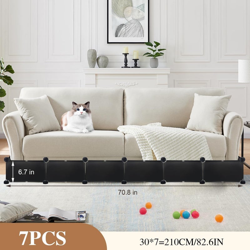 LEICHTEN حاجز تحت الأريكة 6.7" ارتفاع × 83" طول، حاجز قابل للتعديل للأريكة للحيوانات الأليفة، يمنع القطط والكلاب من الصعود على الأريكة، يناسب الكراسي والأرائك، أسود - Image 3